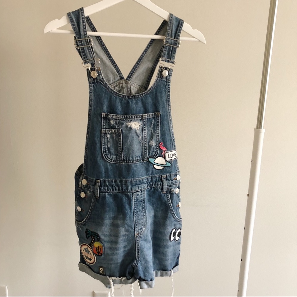 Topshop Overall Moto patches shorts
